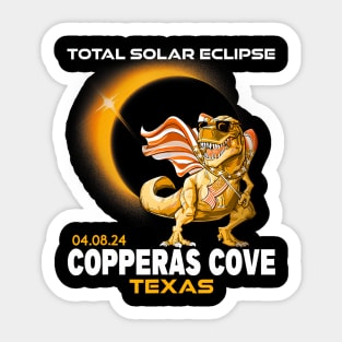 Copperas Cove Texas Dinosaur Total Solar Eclipse 2024 Sticker